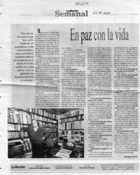 En paz con la vida  [artículo] Jacqueline Tichauer