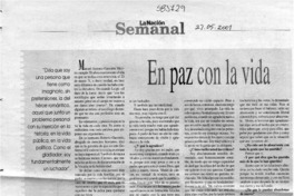 En paz con la vida  [artículo] Jacqueline Tichauer