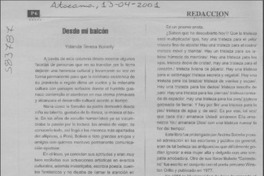 Desde mi balcón  [artículo] María Teresa Bonelly