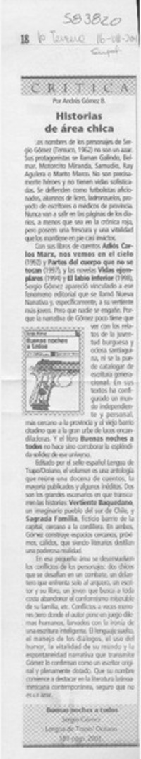 Historias de área chica  [artículo] Andrés Gómez B.