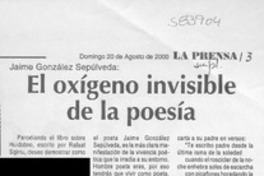 El oxígeno invisible de la poesía  [artículo] Samuel Maldonado de la Fuente