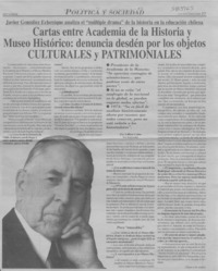 Cartas entre Academia de la Historia y Museo Histórico, denuncia desdén por los objetos culturales y patrimoniales  [artículo] Lillian Calm