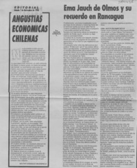 Ema Jauch de Olmos y su recuerdo en Rancagua  [artículo] Héctor González V.