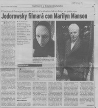 Jodorowsky filmará con Marilyn Manson  [artículo] Andrés Gómez B.
