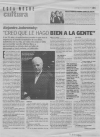 "Creo que le hago bien a la gente"  [artículo] Carmen Gloria Muñoz