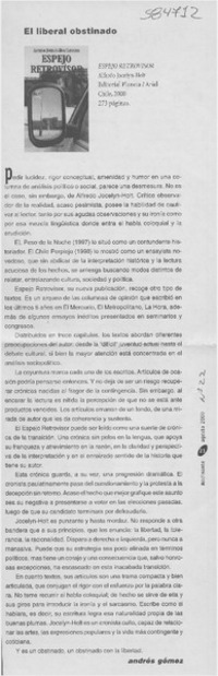 El liberal obstinado  [artículo] Andrés Gómez