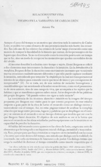 Relación entre vida y tiempo en la narrativa de Carlos León