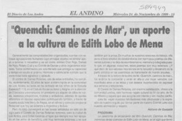 "Quemchi, caminos de mar", un aporte a la cultura de Edith Lobo de Mena  [artículo] Adriana de Quezada