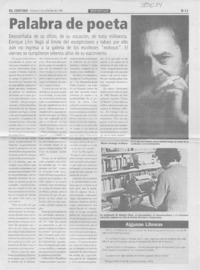 Palabras de poeta  [artículo] Mario Verdugo Arellano