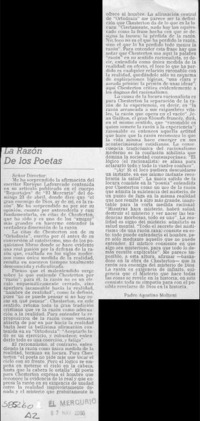 La razón de los poetas  [artículo] Padre Agostino Molteni