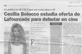 Cecilia Bolocco estudia oferta de Lafourcade para debutar en cine  [artículo] Rafael Valle M.