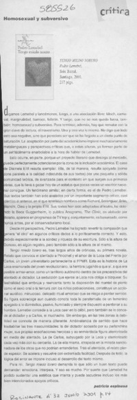 Homosexual y subversivo  [artículo] Patricia Espinosa