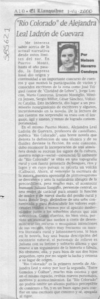 "Río colorado" de Alejandra Leal Ladrón de Guevara  [artículo] Nelson Navarro Cendoya