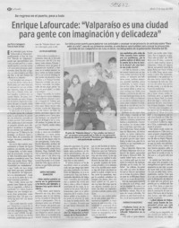 Enrique Lafourcade, "Valparaíso es una ciudad para gente con imaginación y delicadeza"  [artículo] Piero Castagneto
