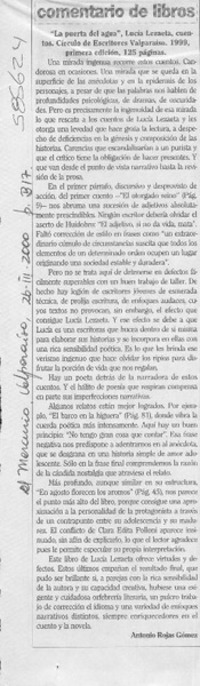 La puerta del agua  [artículo] Antonio Rojas Gómez