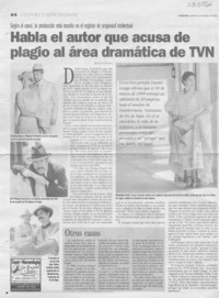 Habla el autor que acusa de plagio al área dramática de TVN  [artículo] Estela Cabezas