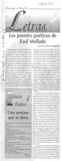 Los puentes poéticos de Raúl Mellado