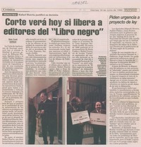 Corte verá hoy si libera a editores del "Libro negro"