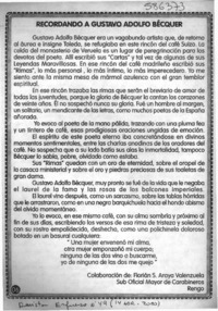 Recordando a Gustavo Adolfo Bécquer