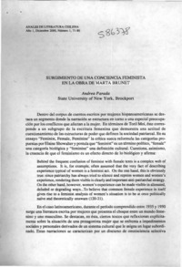 Surgimiento de una conciencia feminista en la obra de Marta Brunet  [artículo] Andrea Parada