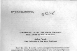 Surgimiento de una conciencia feminista en la obra de Marta Brunet  [artículo] Andrea Parada