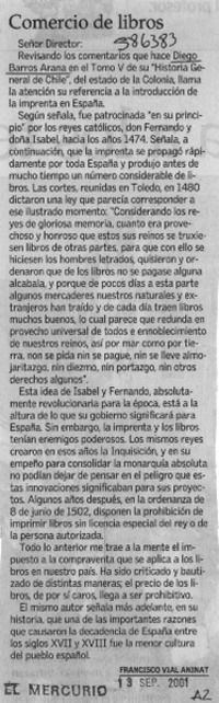 Comercio de libros  [artículo] Francisco Vial Aninat