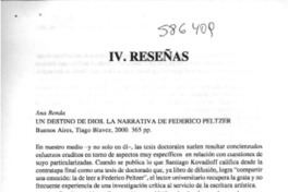 Un destino de Dios. La narrativa de Federico Peltzer