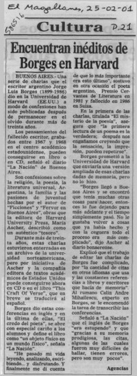 Encuentran inéditos de Borges en Harvard