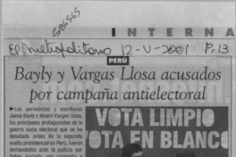 Bayly y Vargas Llosa acusados por campaña antielectoral