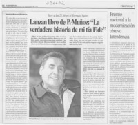 Lanzan libro de P. Muñoz, "La verdadera historia de mi tía Fide"