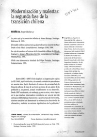 Modernización y malestar, la segunda fase de la transición chilena  [artículo] Jorge Heine