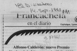 Alfonso clderín, nuevo Premio Nacional de lIteratura de Chile 1998  [artículo] León Ocqueteaux Díaz