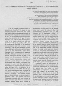 Notas sobre el desafío de una nueva sociedad en el pensamiento de Jorge Millas  [artículo] Leopoldo Zea