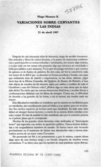 Variaciones sobre Cervantes y Las Indias