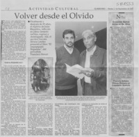 Volver desde el olvido  [artículo]