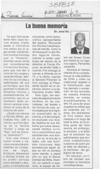 La buena memoria  [artículo] José Ilic