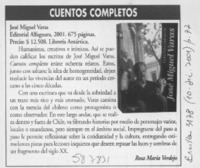 Cuentos completos  [artículo] María Rosa Verdejo