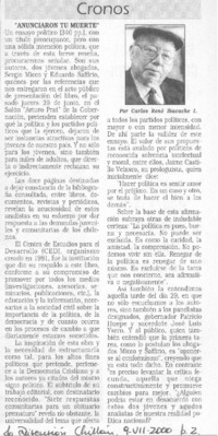 Anunciaron tu muerte  [artículo] Carlos René Ibacache