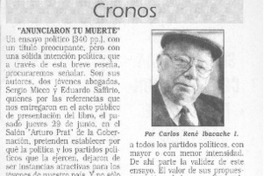 Anunciaron tu muerte  [artículo] Carlos René Ibacache