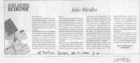 Julio Miralles  [artículo] René Madariaga C.
