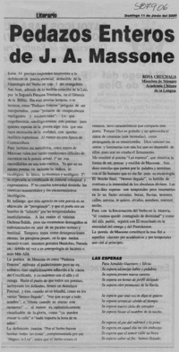 Pedazos enteros de J. A. Massone  [artículo] Rosa Cruchaga