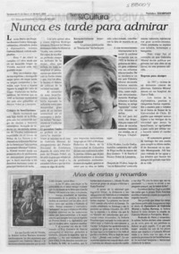 Nunca es tarde para admirar  [artículo]