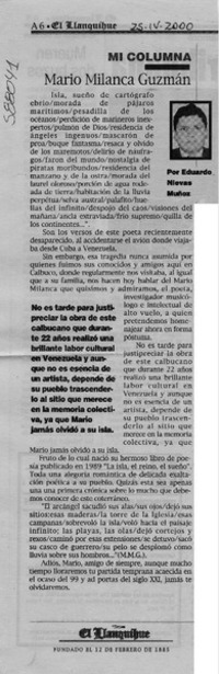 Mario Milanca Guzmán  [artículo] Eduardo Nievas Muñoz