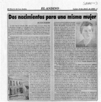 Dos nacimientos para una misma mujer  [artículo] Ariel Fernández