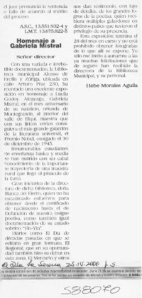 Gabriela, la más secreta  [artículo] Zulema Retamal R.