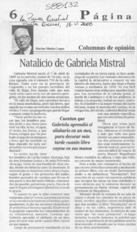 Gabriela Mistral (6 abril 1889)  [artículo] Olga Lolas Nazrala