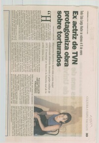 Ex actriz de TVN protagoniza obra sobre torturados