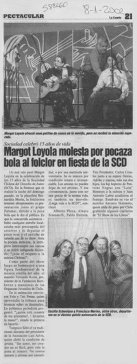 Margot Loyola molesta por pocaza bola al folclor en fiesta de la SCD