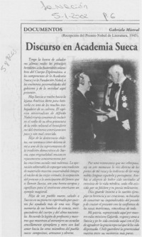 Discurso en Academia Sueca