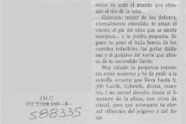 Evocando a Gabriela  [artículo] Juan Meza Sepúlveda